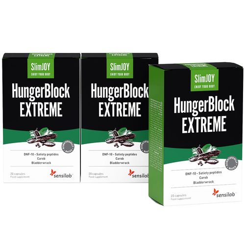 HungerBlock 1+2 ZDARMA | Přípravek na potlačení chuti k jídlu | Optimální pro vlčí hlad | 30denní program | 3x 20 kapslí | SlimJOY