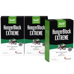 HungerBlock 1+2 ZDARMA | Přípravek na potlačení chuti k jídlu | Optimální pro vlčí hlad | 30denní program | 3x 20 kapslí | SlimJOY