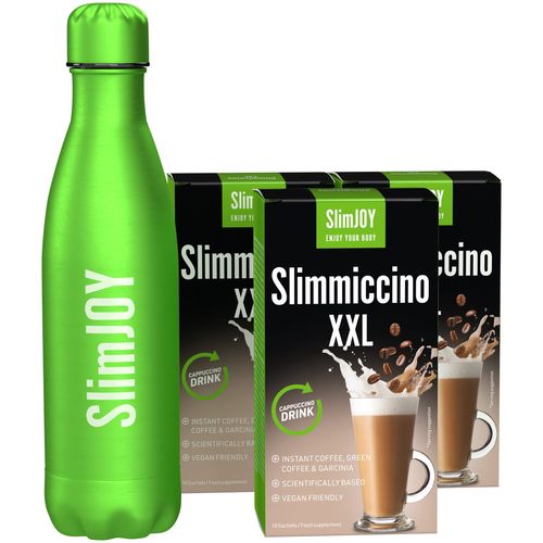 3x Slimmiccino XXL + SlimJOY láhev ZDARMA | Káva na hubnutí | S obsahem Garcinie kambodžské a zelené kávy | Program na 30 dní | 3x 10 sáčků | SlimJOY